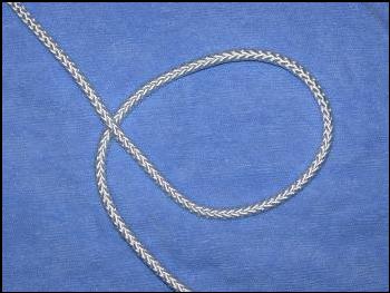 Step 2:  How to tie a 3L4B Turk's Head.  In a colockwise movement, make a loop in the cord. 